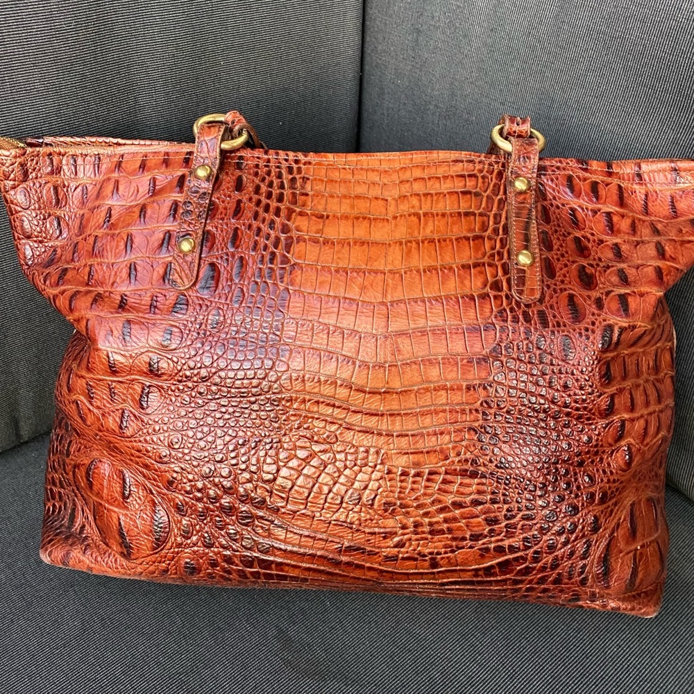 Brahmin Leather Croc Tote. - Picture 2 of 8
